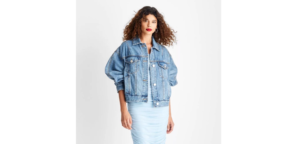 Future Collective Women's Oversized Barrel Sleeve Denim Jacket