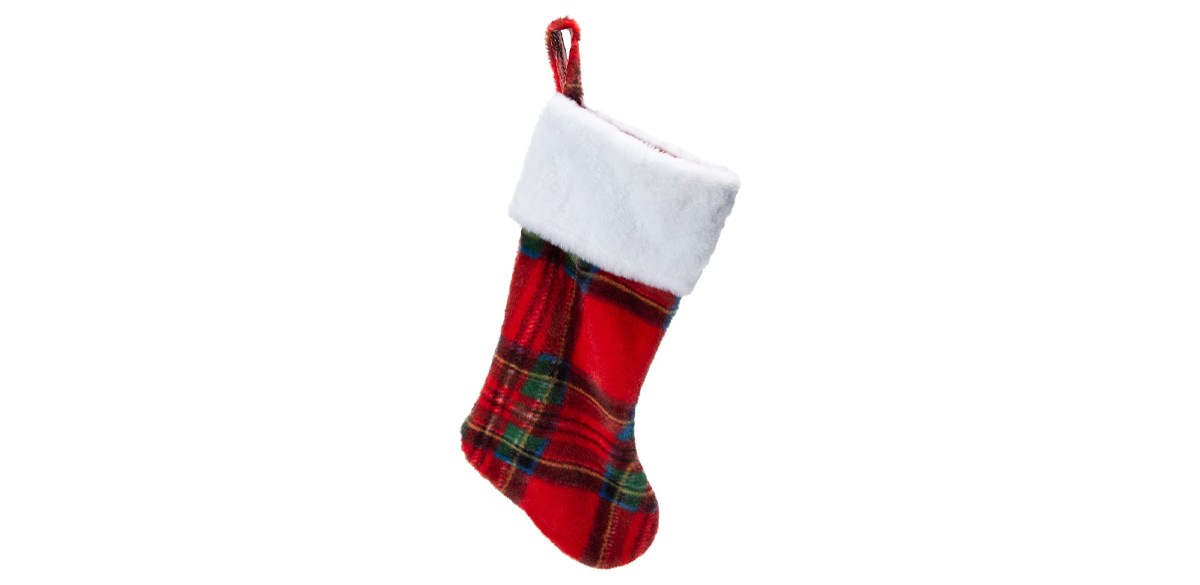 Fuzzy Plaid Christmas Stocking