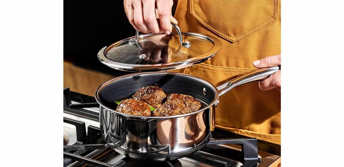 HexClad 3 Quart Hybrid Nonstick Sauce Pan Pot with Lid
