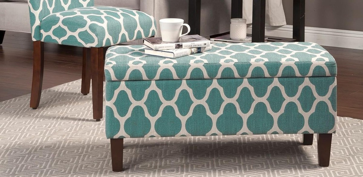 HomePop Large Upholstered Rectangular Storage Ottoman Bench