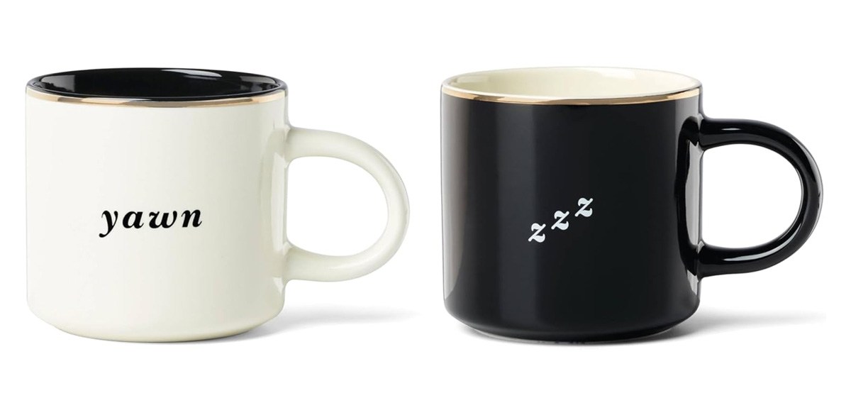 kate spade new york Yawn & ZZZ, Mugs, Set of 2, Black