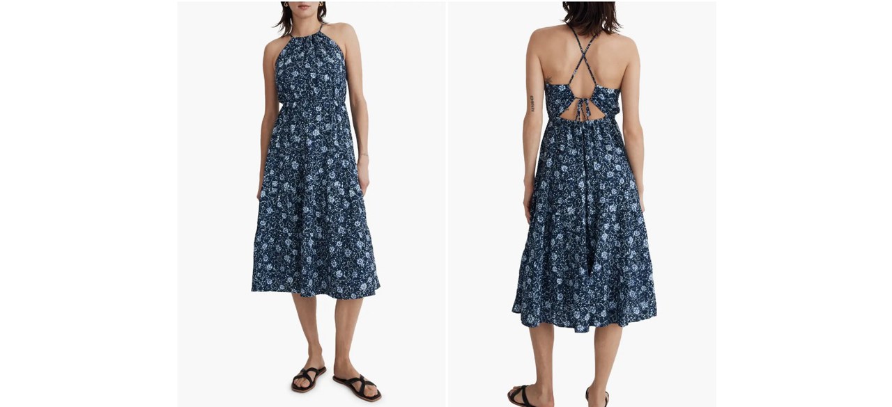 Madewell Cross-Back Halter Midi Dress