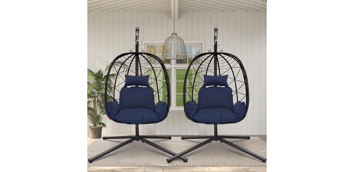 PAPROOS 2PCS Wicker Egg Chair