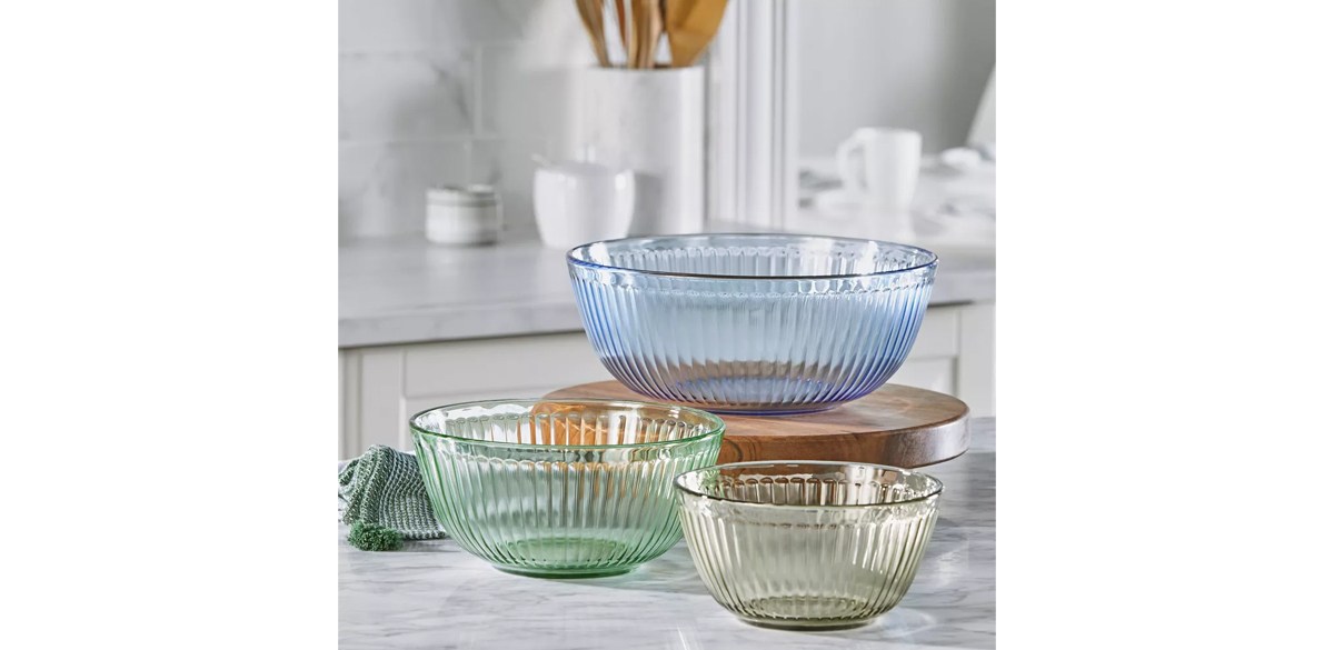 Pyrex Sculpted Tint 3pc Unlidded Mixing Bowl Set