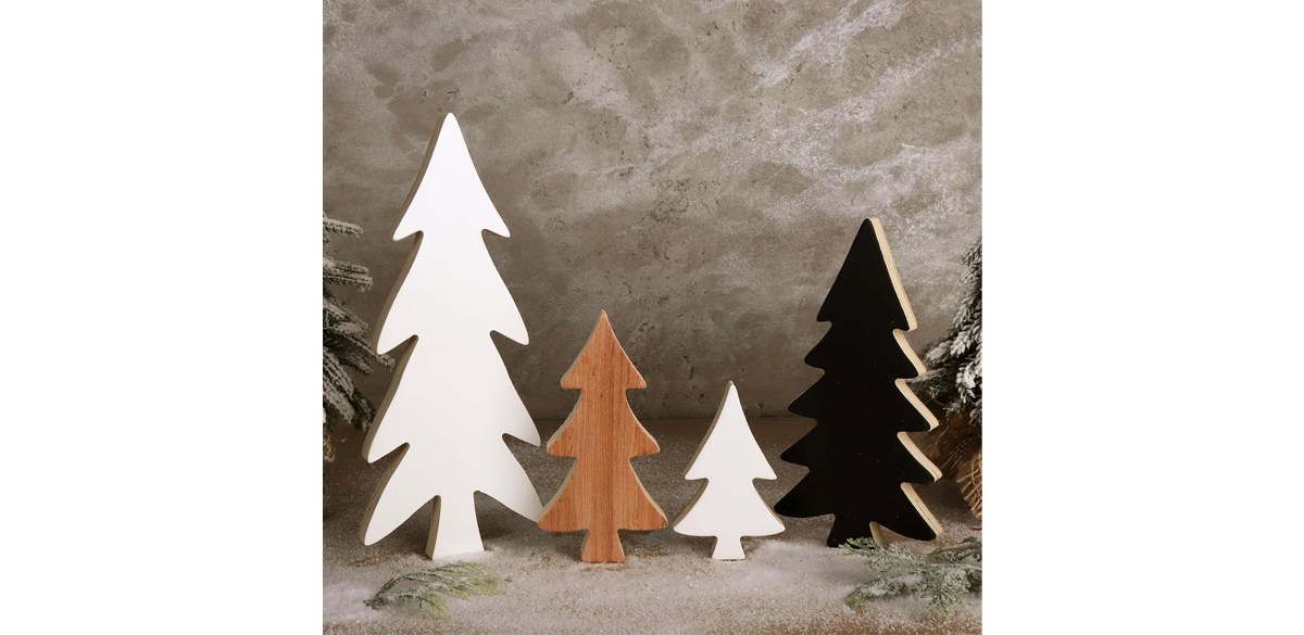 Treory Wooden Christmas Tree Tabletop Ornaments