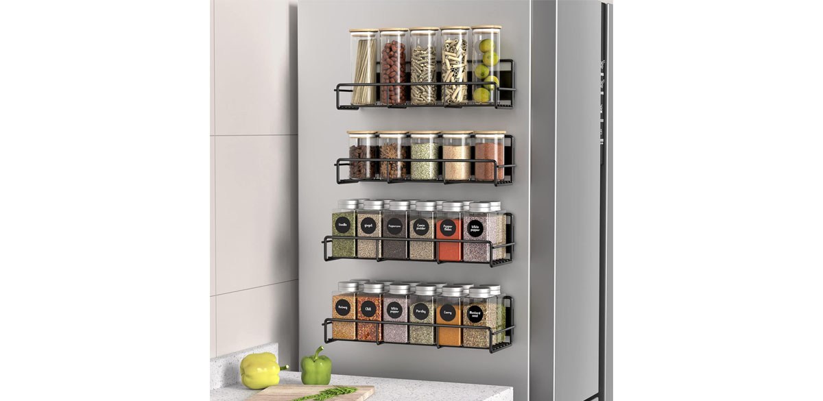 4 Pack Magnetic Spice Rack Organizer for Refrigerator and Microwave Oven