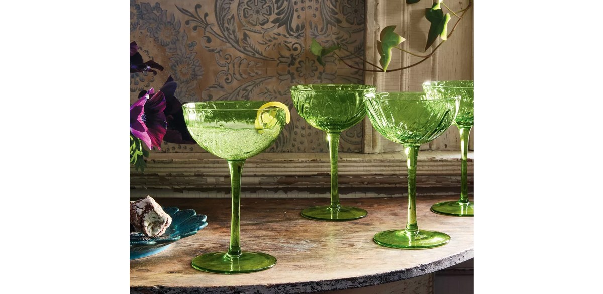 4pc Set Coupe 6oz Glass Green - John Derian for Target