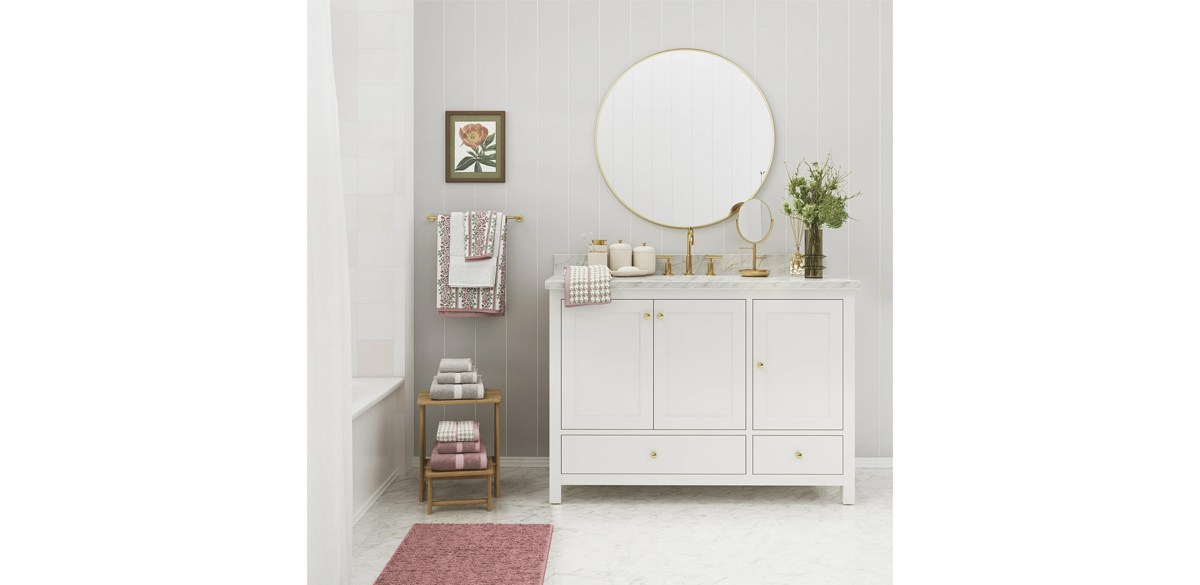  Beautiful Gold Vanity Mirror w Storage by Drew Barrymore