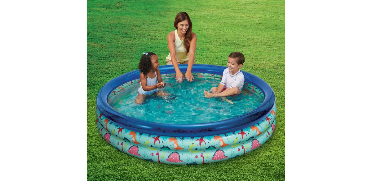 Bluescape Blue Dino 3-Ring Inflatable Swimming Pool for Kids