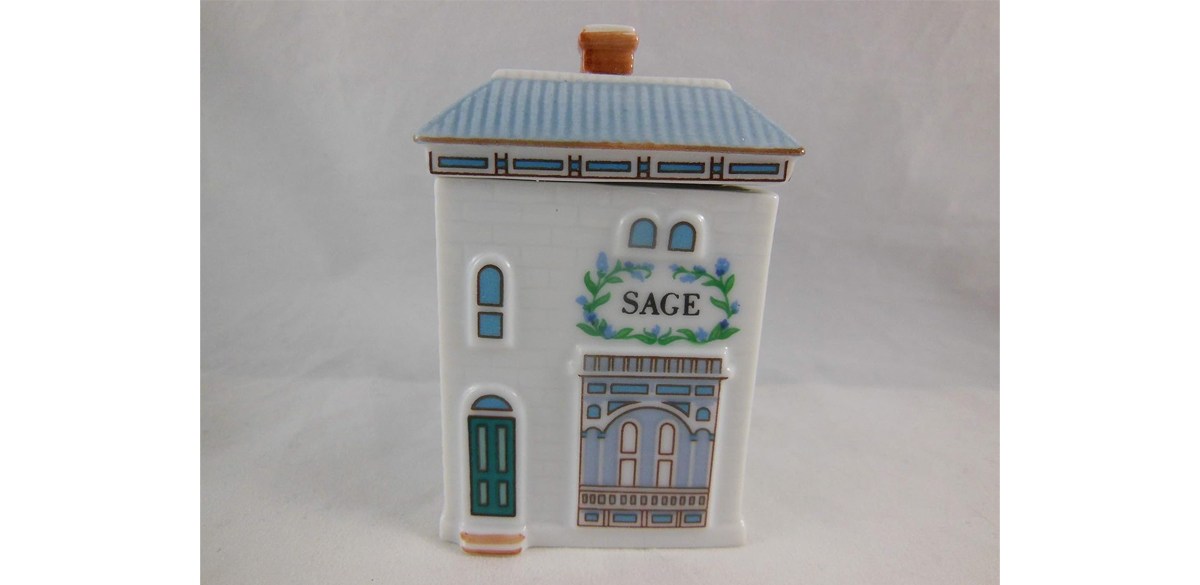 Lenox Spice Village Porcelain Victorian House Spice Jar - Sage
