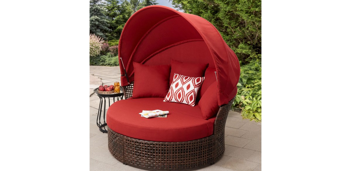 Mainstays Tuscany Ridge 2-Piece Outdoor Daybed with Retractable Canopy, Red