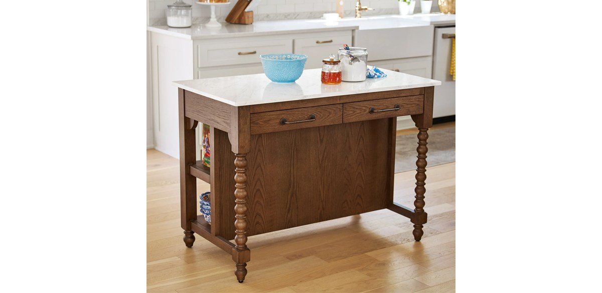 Pioneer Woman Harper Kitchen Island with Drawers, Homestead Brown