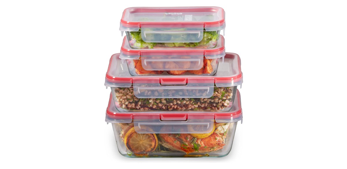 Pyrex Freshlock 8-Piece Mixed Sized Glass Food Storage Containers Set with Lids