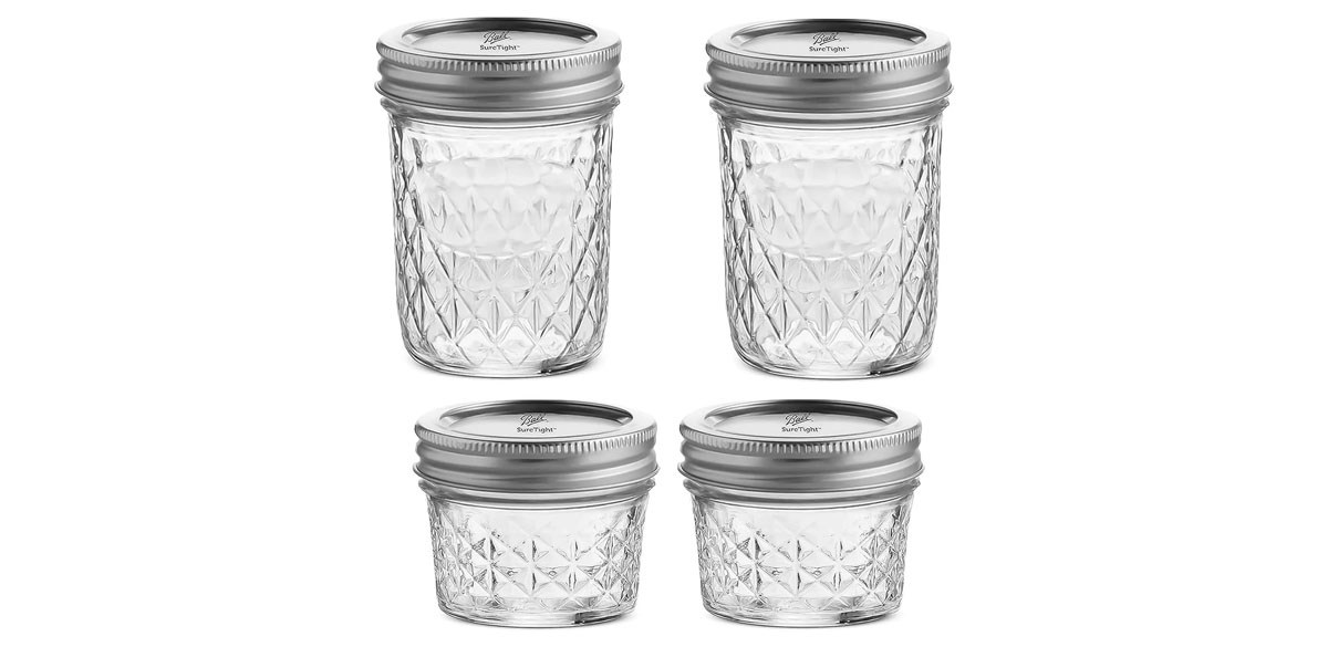 Quilted Crystal Jelly Regular Mouth Mason Jars