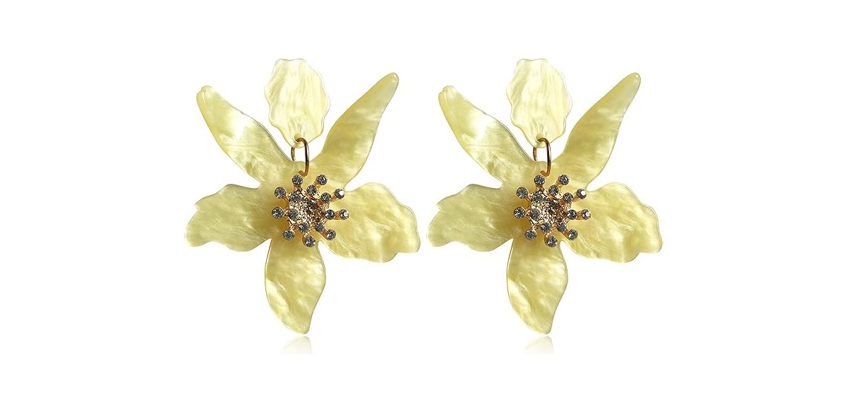 SLSF Bohemian Oversized Resin Flower Dangle Earrings