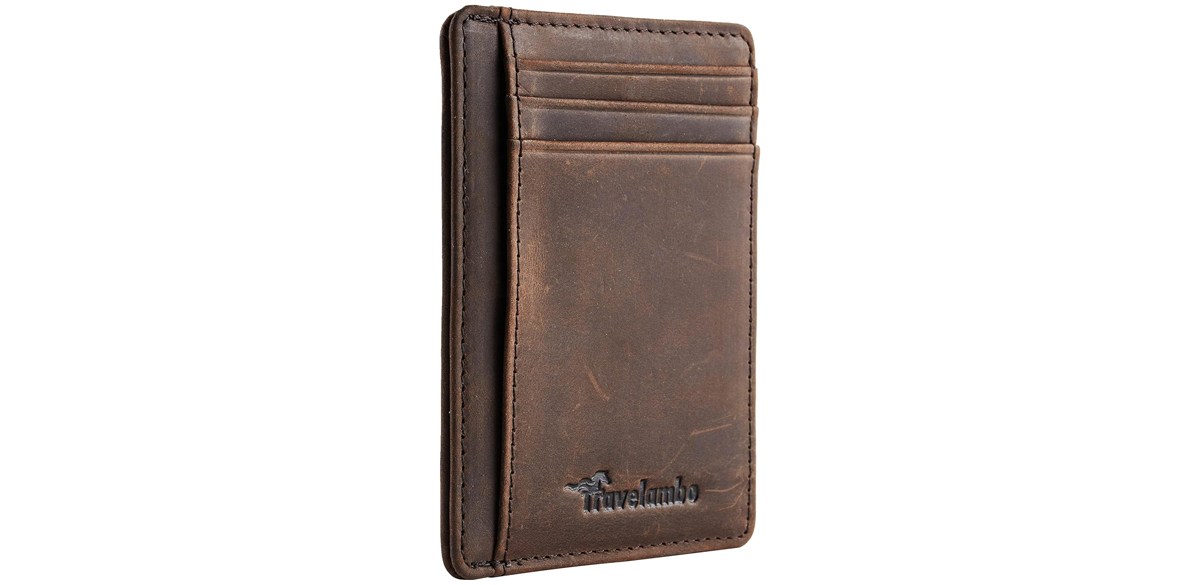 Travelambo Slim Wallet Front Pocket Minimalist Leather RFID Blocking