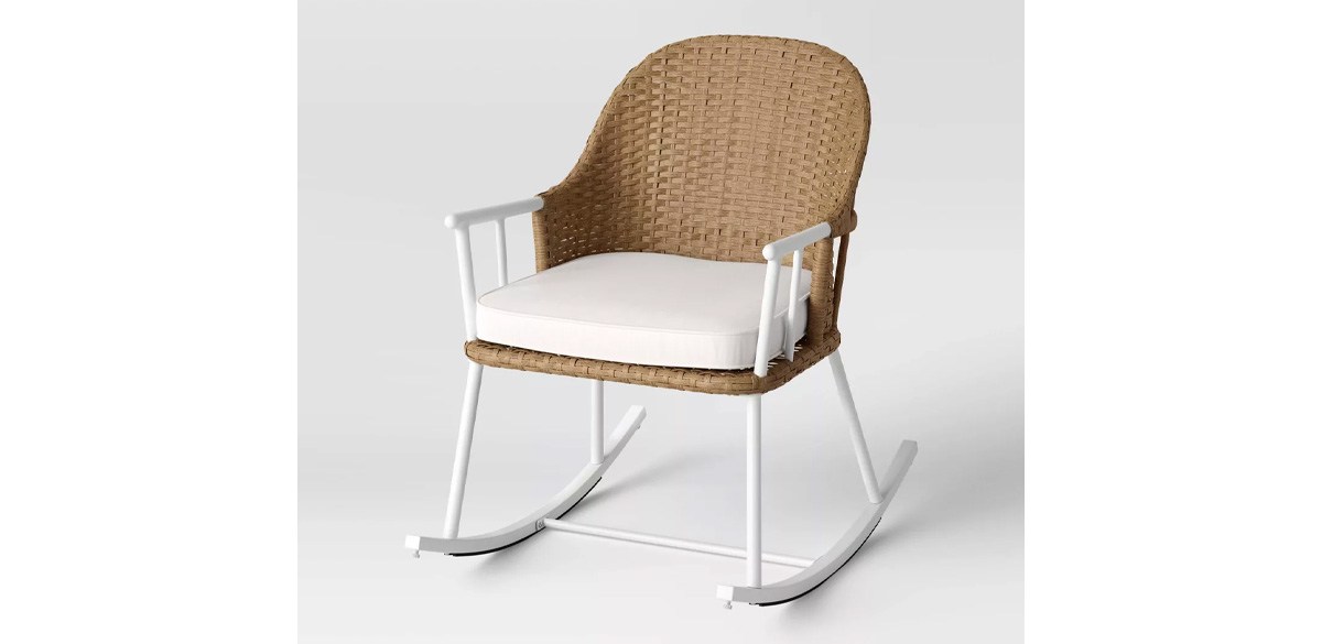 Windsor Steel & Wicker Outdoor Patio Chair, Rocking Chair White - Threshold designed with Studio McGee-target-memorial-day-deals