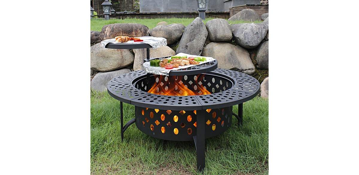  Darby D Hayler Wood Burning Outdoor Fire Pit Table with Lid