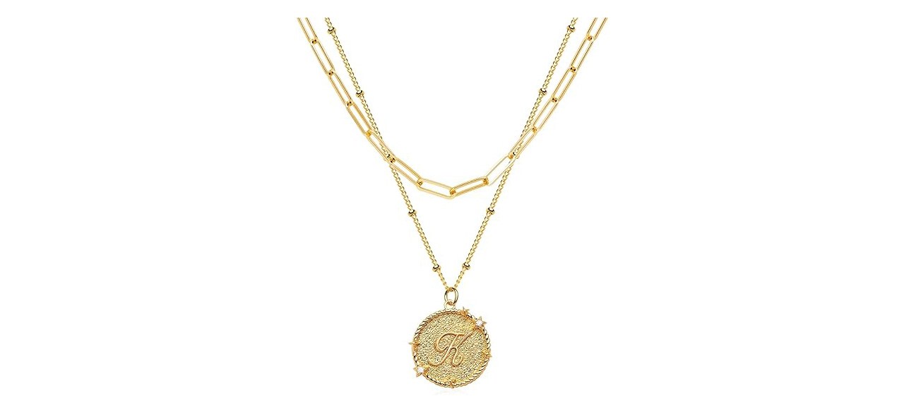 Gold 8-JUDAILY Layered Initial Necklace-amazon-spring-fashion-deals on white background