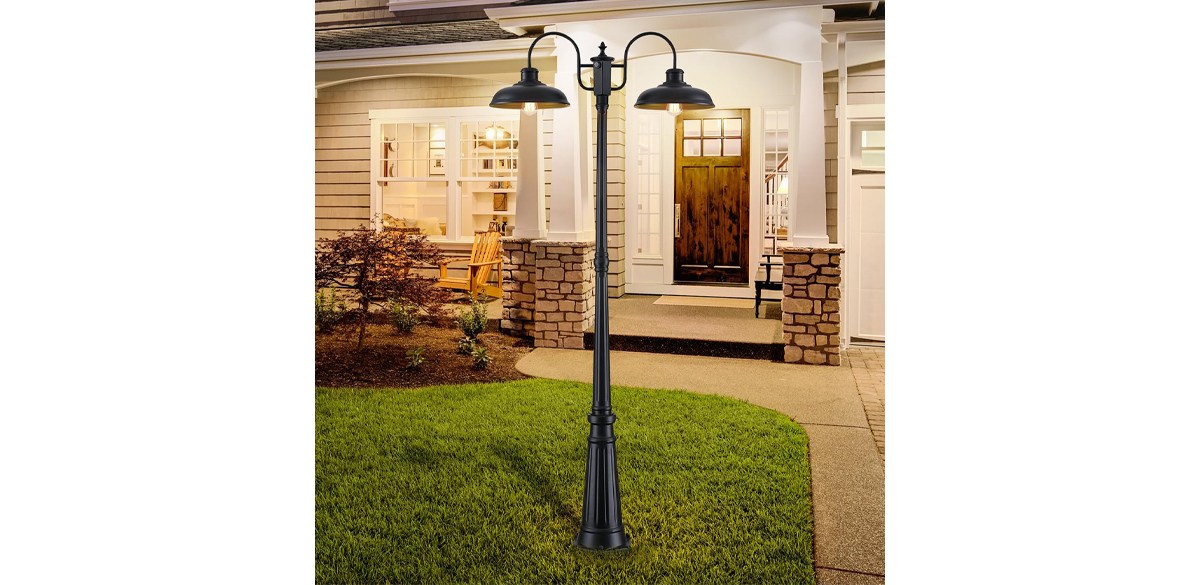 MYHXQ Dusk to Dawn Outdoor Lamp Post Light 2-Head