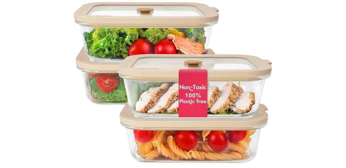 Non-Toxic 35 Oz (4.4 Cup) Glass Storage Containers