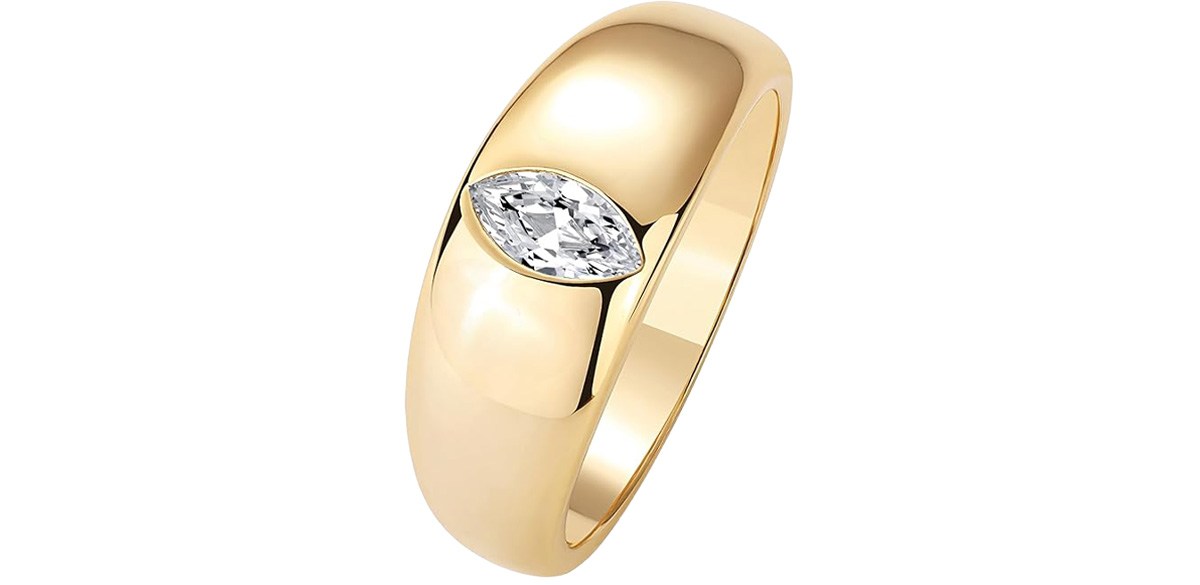 PAVOI 14K Gold Plated Chunky Dome Statement Ring