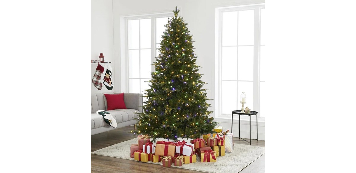 The Holiday Aisle Traditional Green Spruce Artificial Christmas Tree with Multi-Color Lights