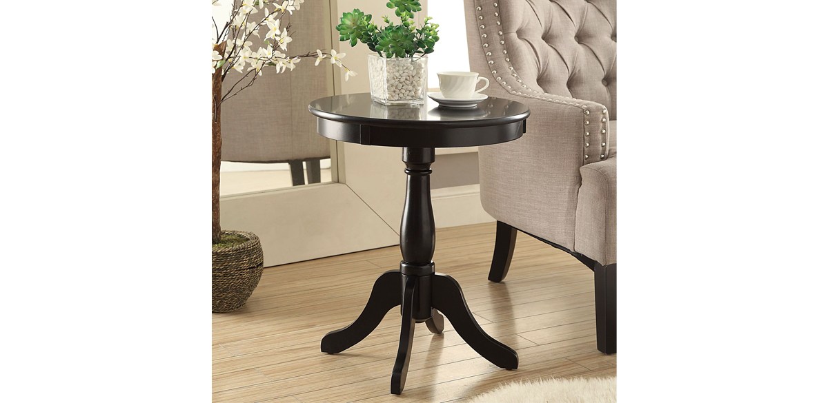 Universal Lighting & Decor Alger Black Round Pedestal Wood Side Table