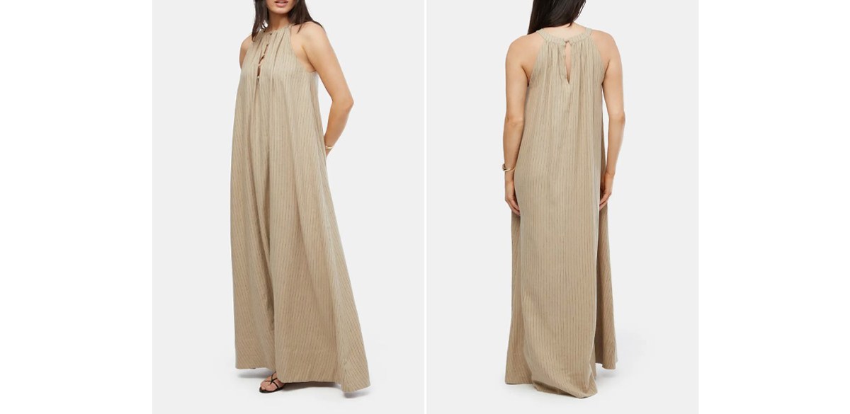 We Wore What Stripe Linen Blend Maxi Dress