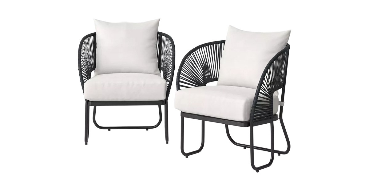 2pc Mackworth Rope Outdoor Patio Club Chairs Black - Threshold