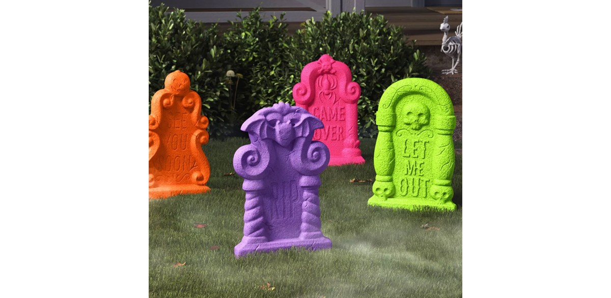 4pk Halloween Foam Tombstones Bright Colors - Hyde & EEK