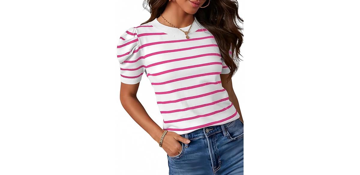 Dokotoo Women's Short Puff Sleeve Knit Tops