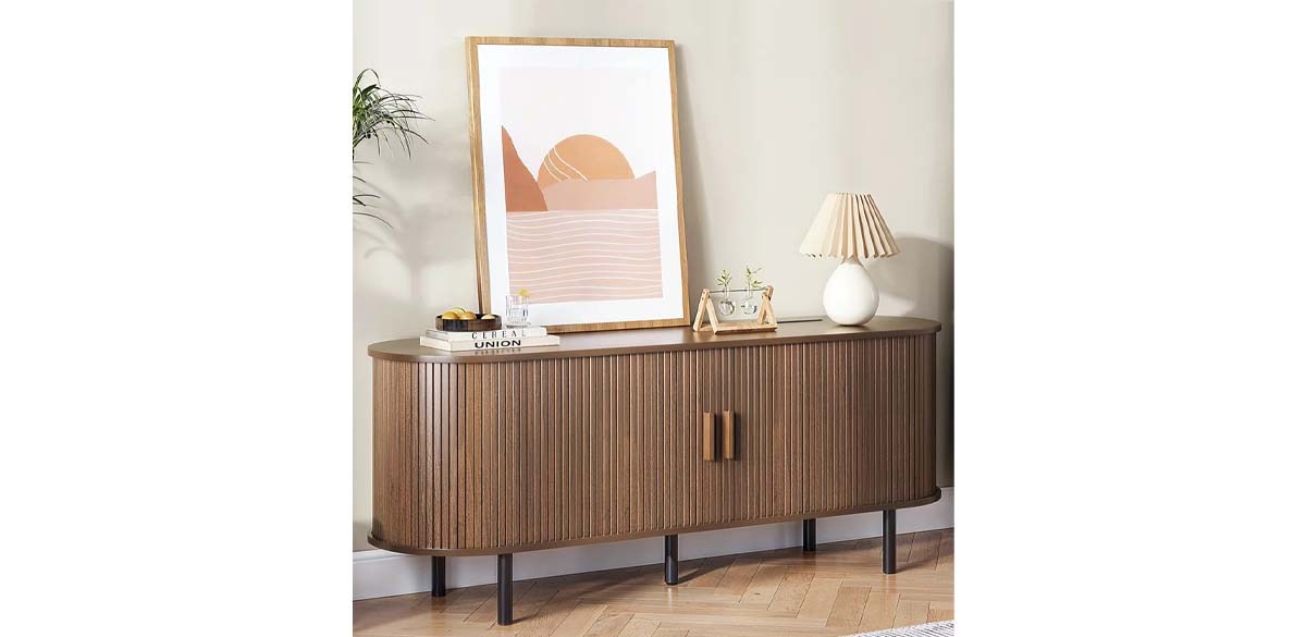 Ebern Designs Jalonda Modern Wood TV Stand with Storage and Shelves