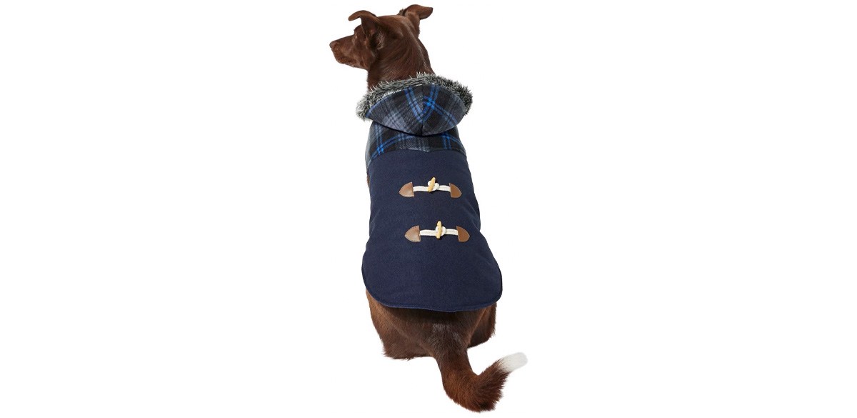 Frisco Mediumweight Plaid Hooded Insulated Dog & Cat Peacoat