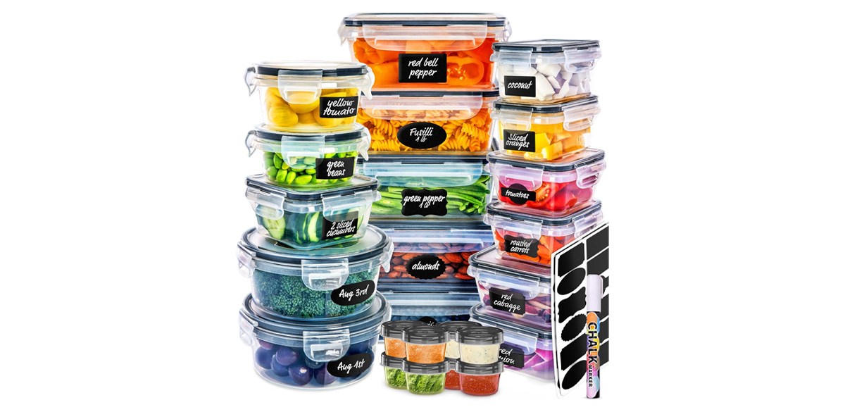 Fullstar Plastic Food Storage Containers with Lids, Pack of 50