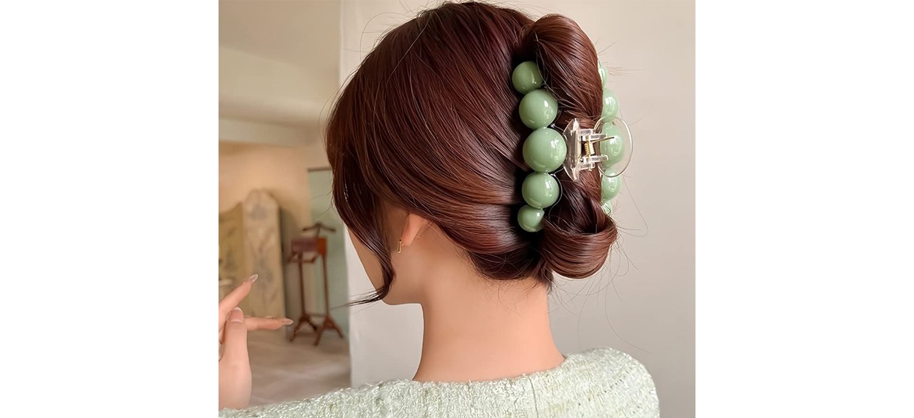 Large Green Pearl Hair Jaw Clip