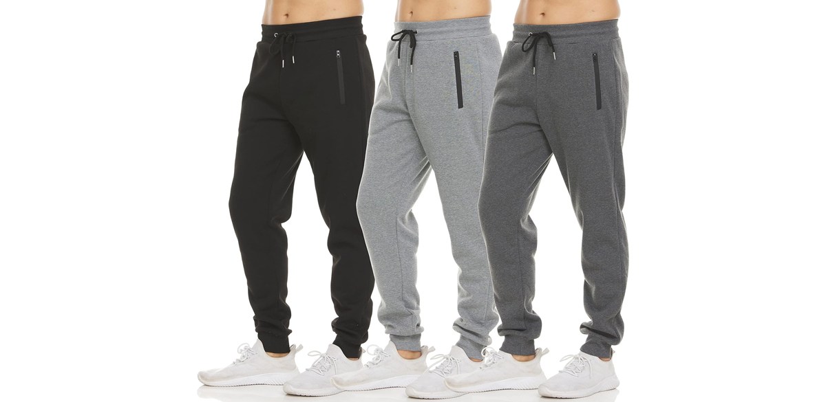 Pure Champ Men’s 3-Pack Fleece Active Athletic Workout Jogger Sweatpants