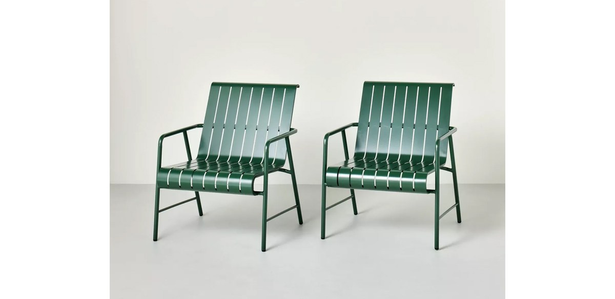 Slat Metal Outdoor Patio Club Chairs