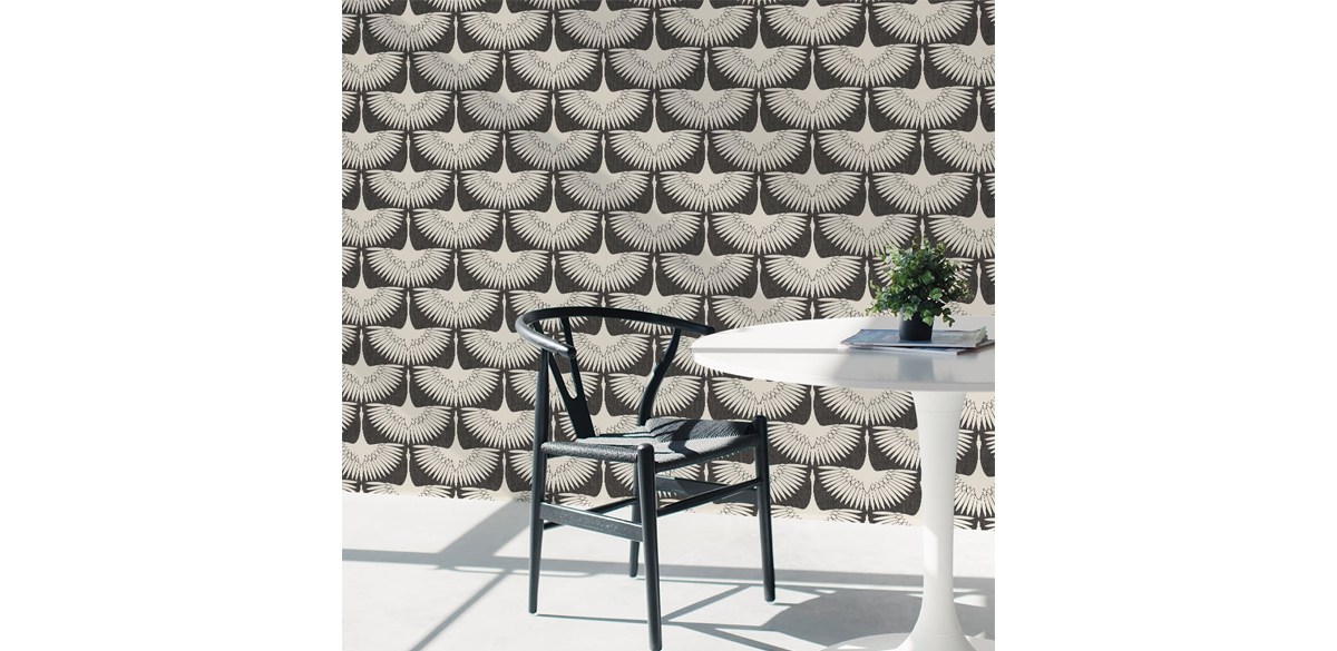 Tempaper x Genevieve Gorder Feather Flock Storm Gray Removable Peel and Stick Wallpaper