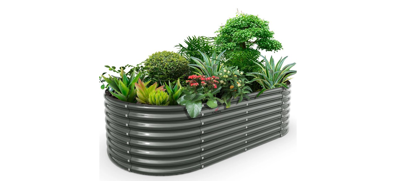 Waveflower Dark Gray 8x4x2ft Metal Outdoor Raised Garden Bed