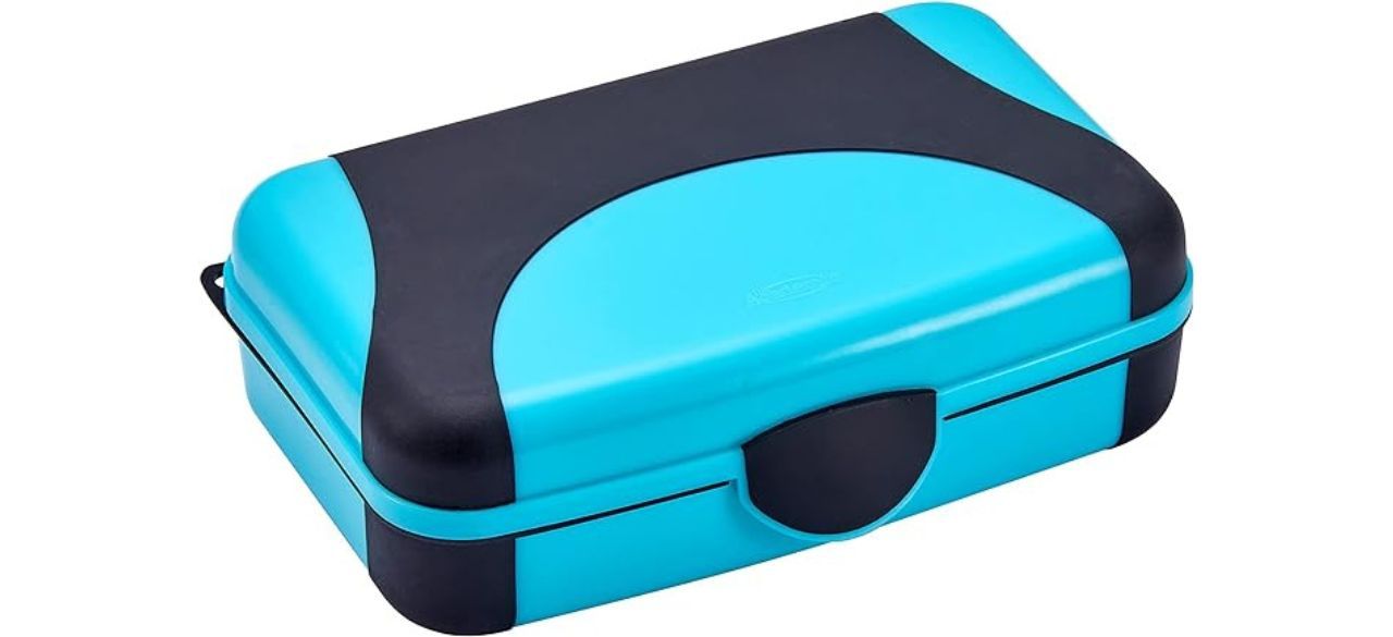 It's Academic Hard Pencil Case in blue on white background