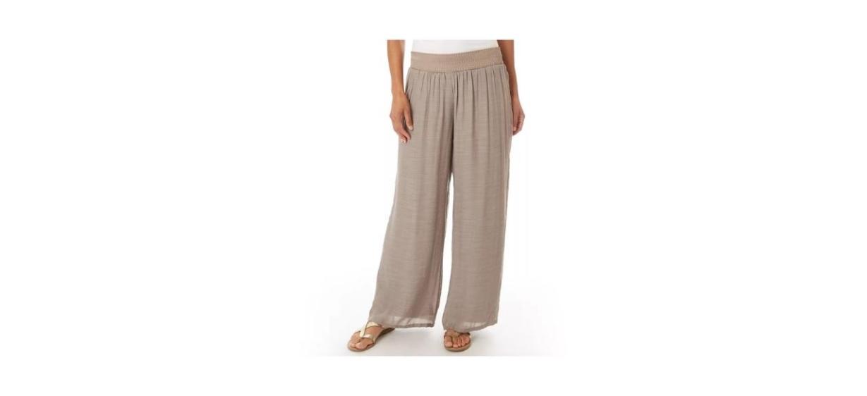 AB Studio Gauzy-Texture Wide-Leg Pants
