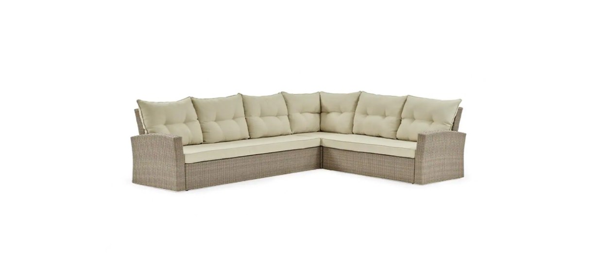 Alaterre Furniture Canaan Brown All-Weather Wicker Outdoor Large Corner Sectional Sofa