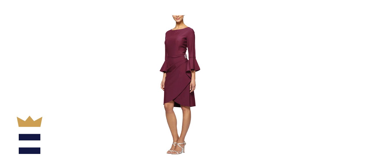 sachin and babi light blue dress Alex Evenings Embellished Ruffle Square Neck Sheath Dress In Maroon - 60%  Off main image 1