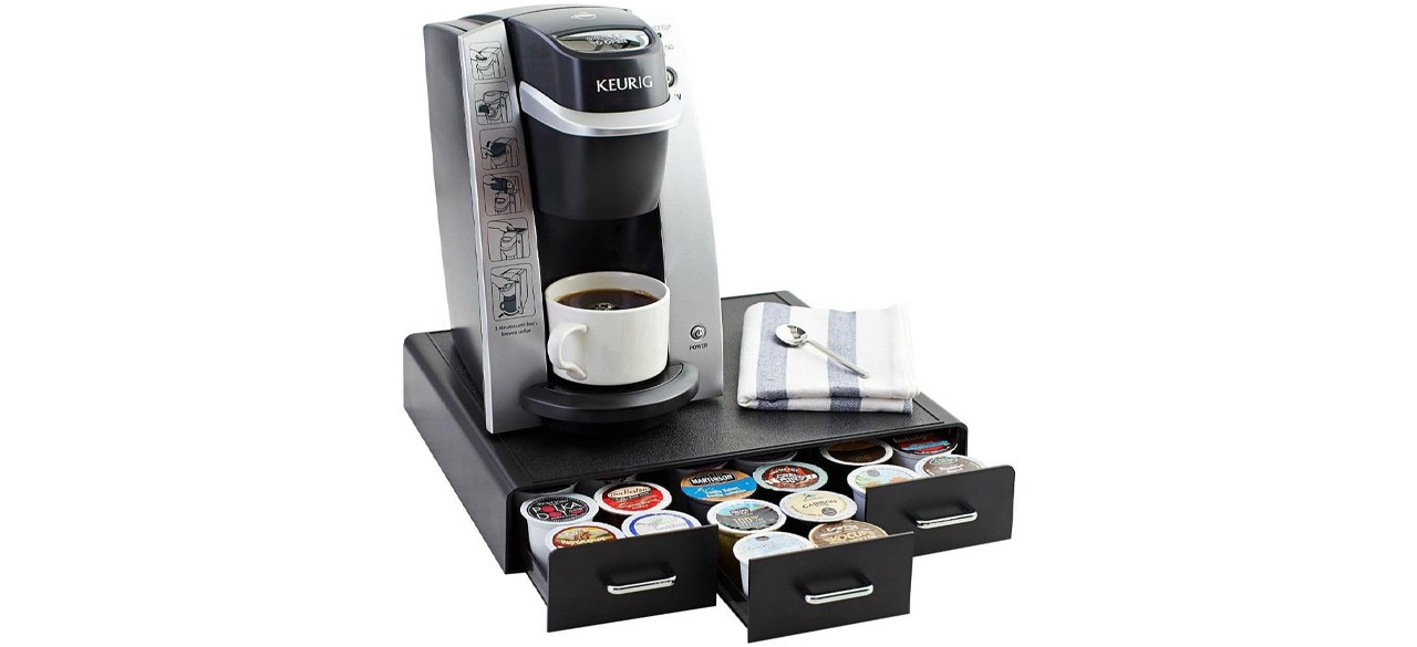 Amazon Basics Coffee Pod Storage Drawer for K-Cup Pods on white background