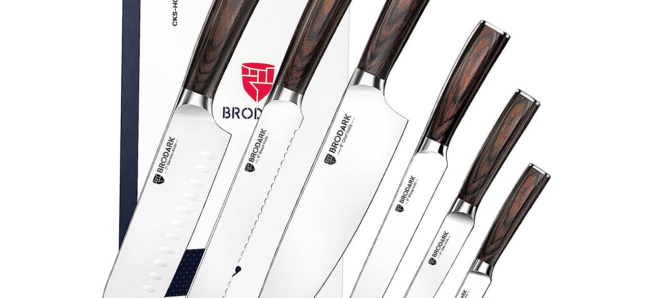 BRODARK Chef Knofe Set on white bacjground