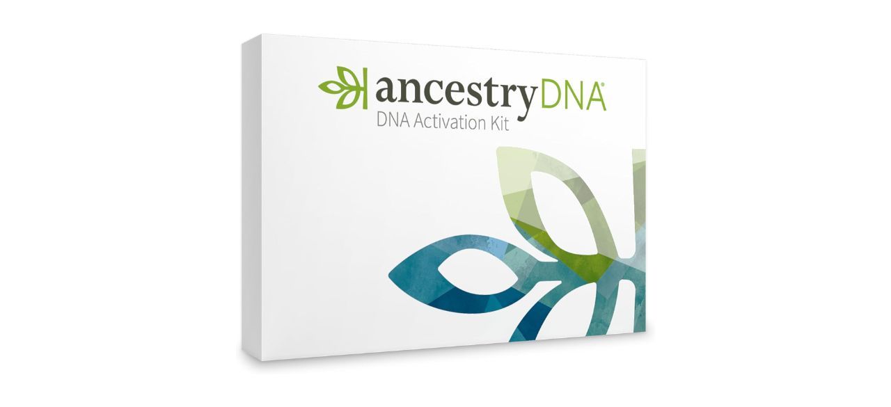 AncestryDNA Genetic Test Kit in a box on white background