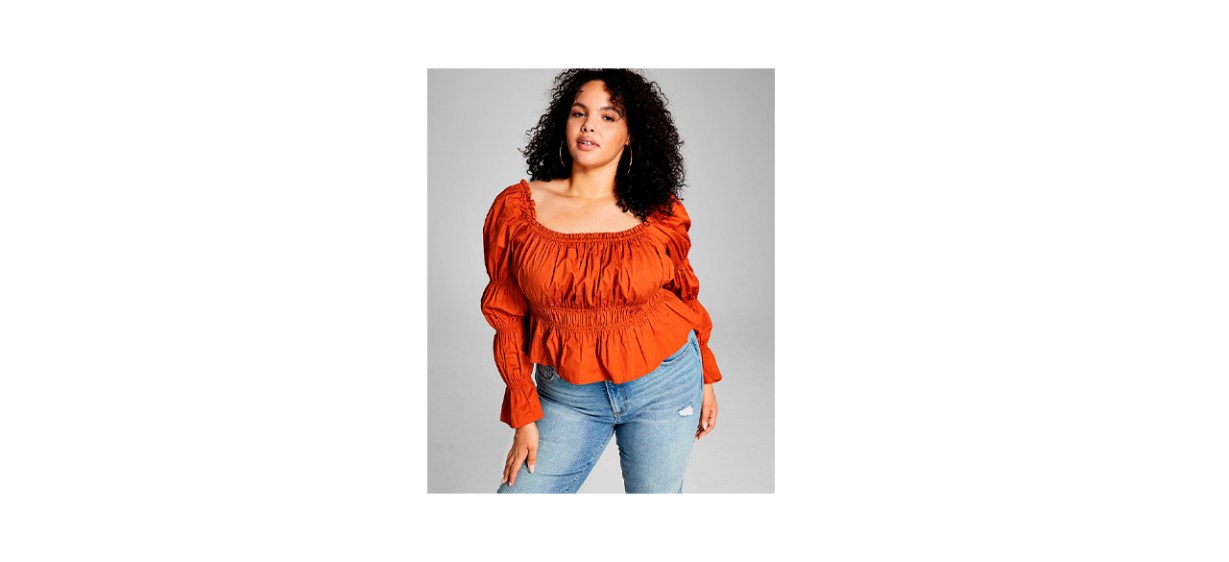 And Now This Trendy Plus Size Ruched Poplin Shirt