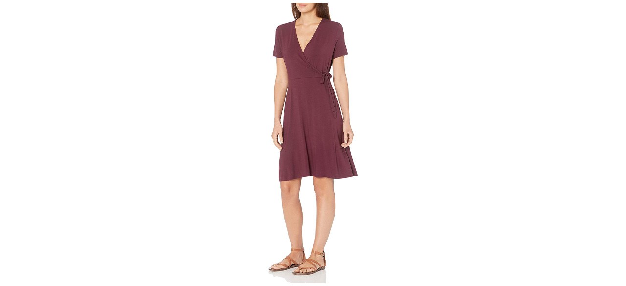 Best Amazon Essentials Women's Cap-Sleeve Faux-Wrap Dress