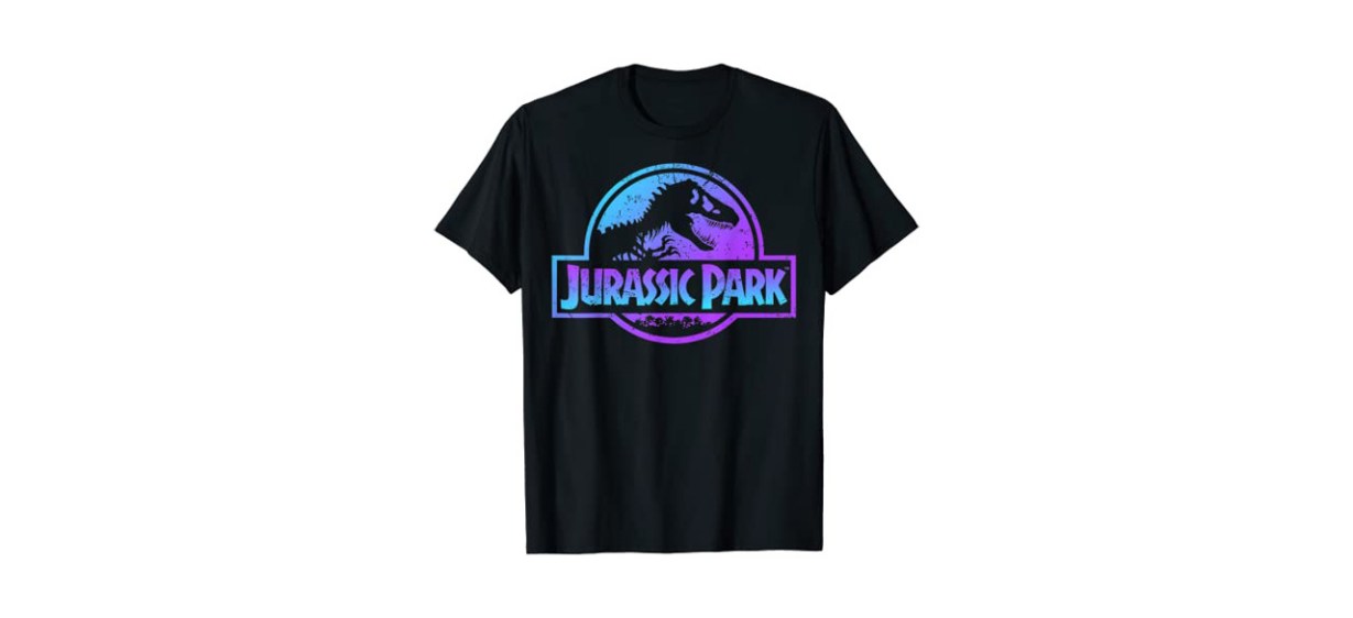 Apparel-Best Jurassic Park Blue &amp; Purple Fossil Logo Graphic T-shirt